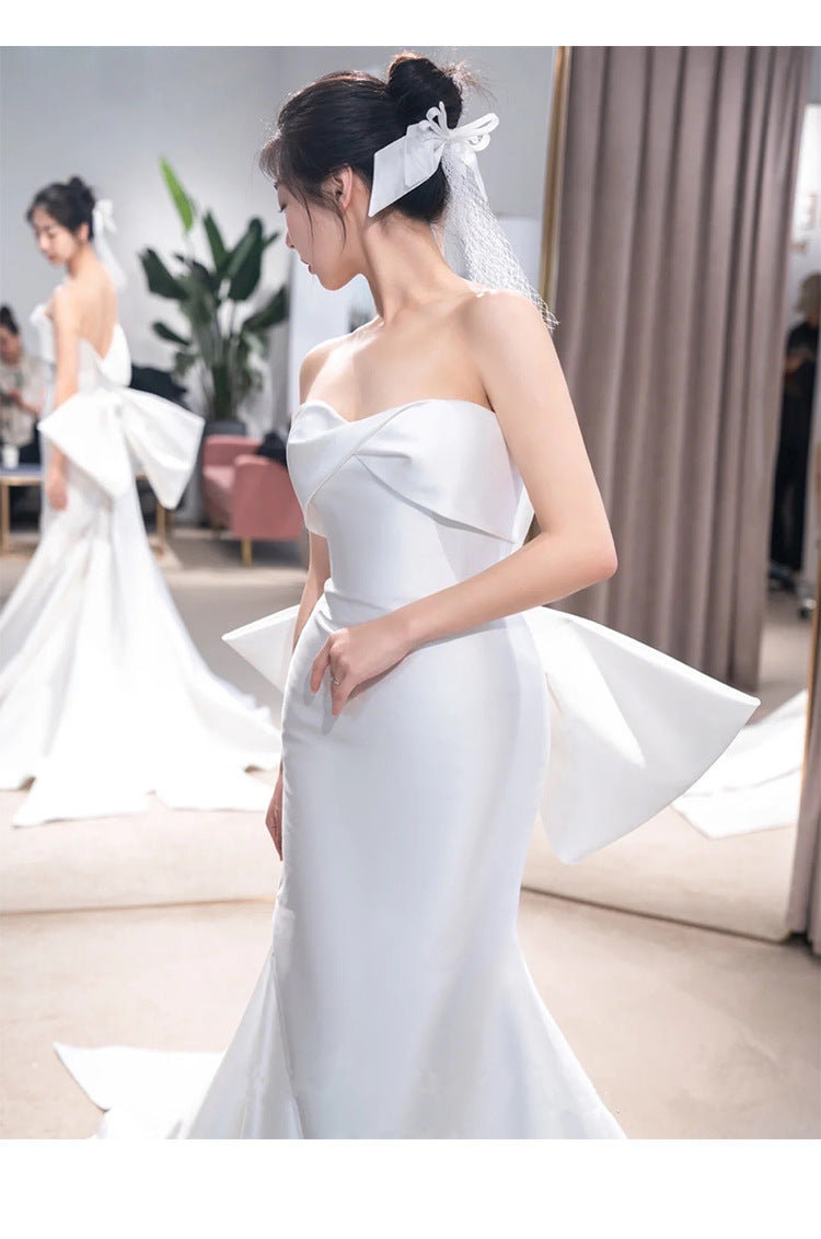 The New Small Trailing Temperament Trailing Simple And Thin Mermaid Wedding Dress
