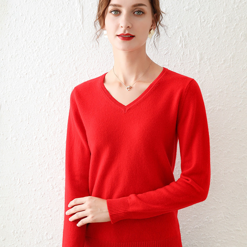 Loose Slimming Low-neck Knitted Bottoming Shirt