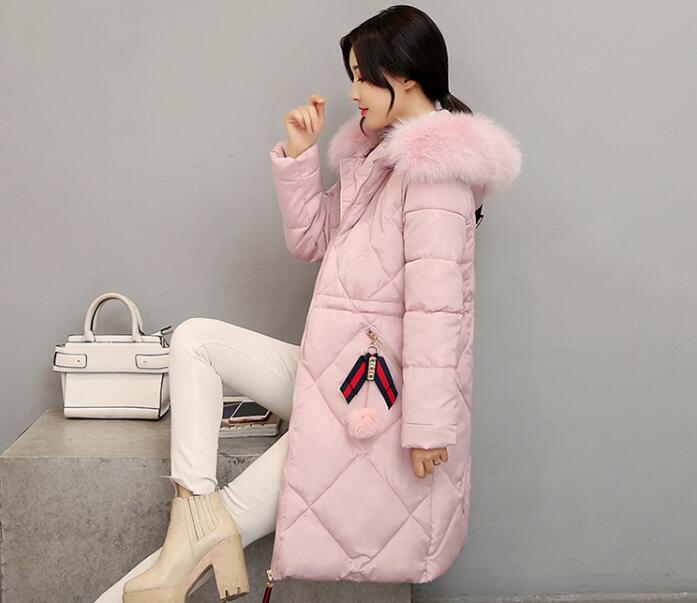 Fashion cotton-padded clothes 2021 autumn and winter new Korean long style ladies' cotton-padded clothes thickened slim women's large size coat