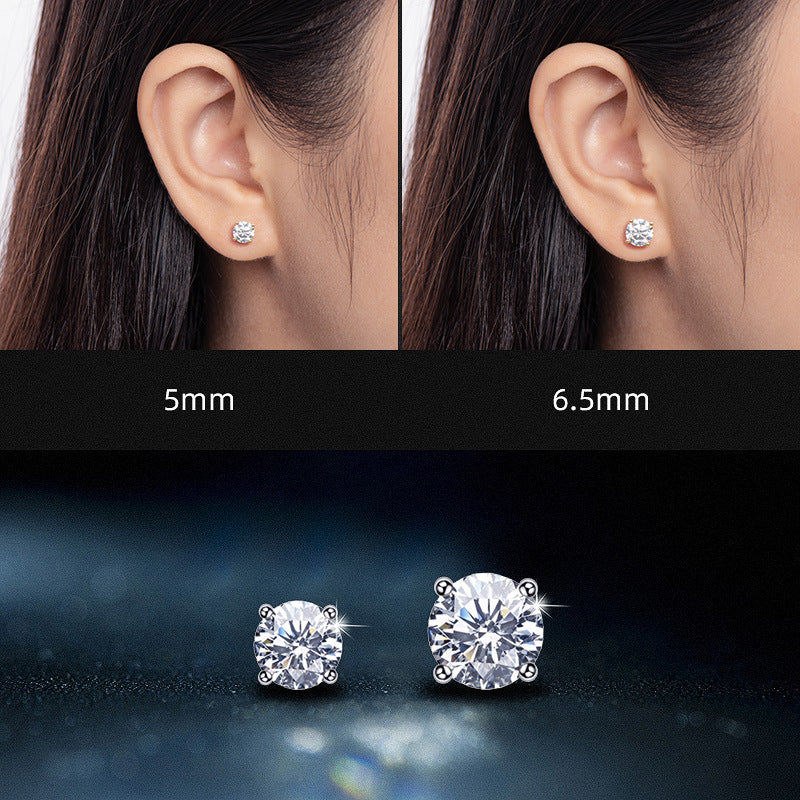 Stud Earrings 925 Sterling Silver 18 Gold Moissanite Stud Earrings