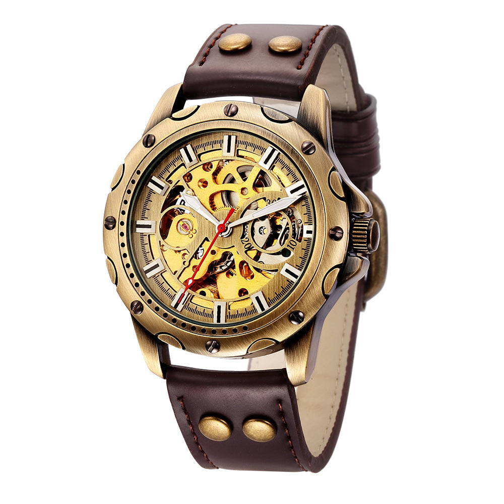Mens Skeleton Steampunk Automatic Mechanical Watch
