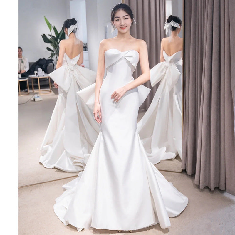 The New Small Trailing Temperament Trailing Simple And Thin Mermaid Wedding Dress