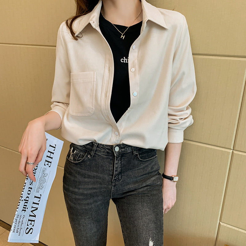 Fashion Simple Women's Long-sleeved Brushed Shirt