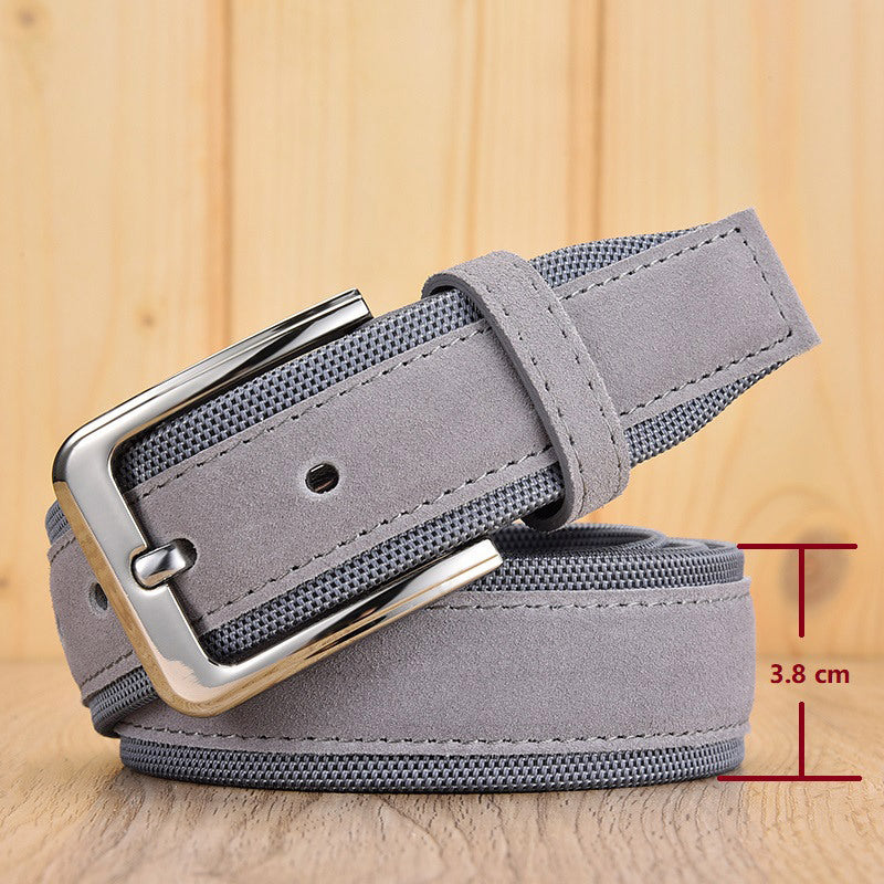 Suede Leather Buckle Oxford Cloth Men's Belt