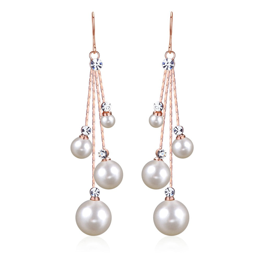 Pearl Earrings Rhinestone Ear Hook