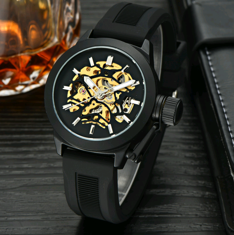 High-end men's automatic hollow steel belt mechanical watch business luminous automatic hollow mechanical watch