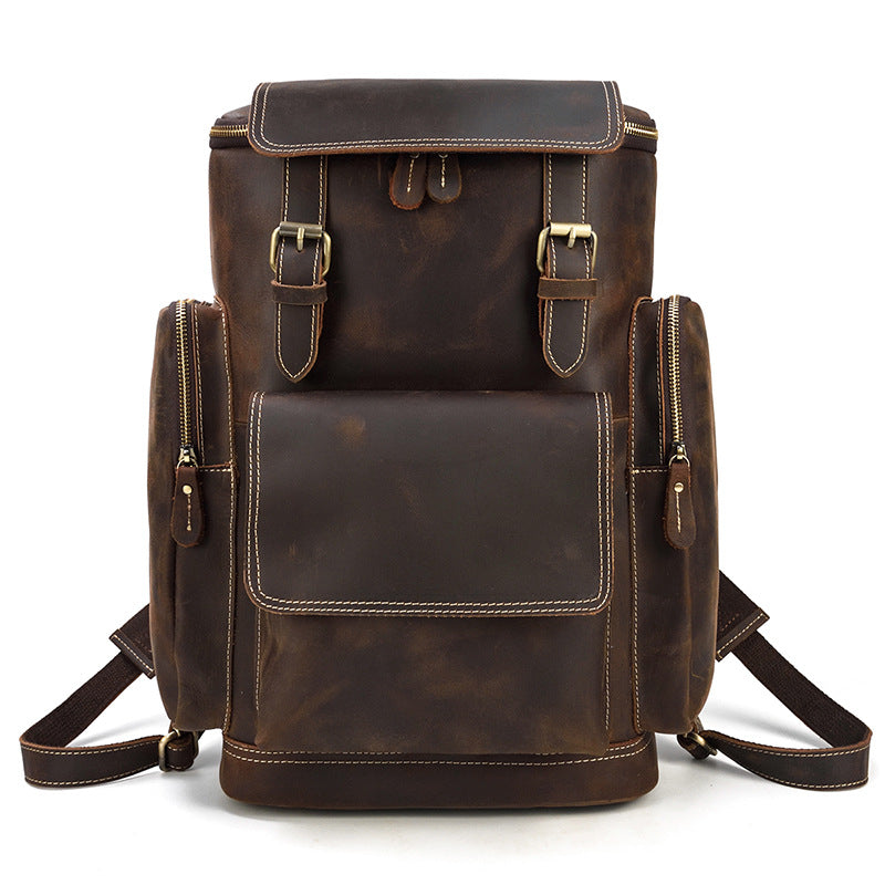 Men's Leather Backpack Men's Crazy Horse Leather Backpack