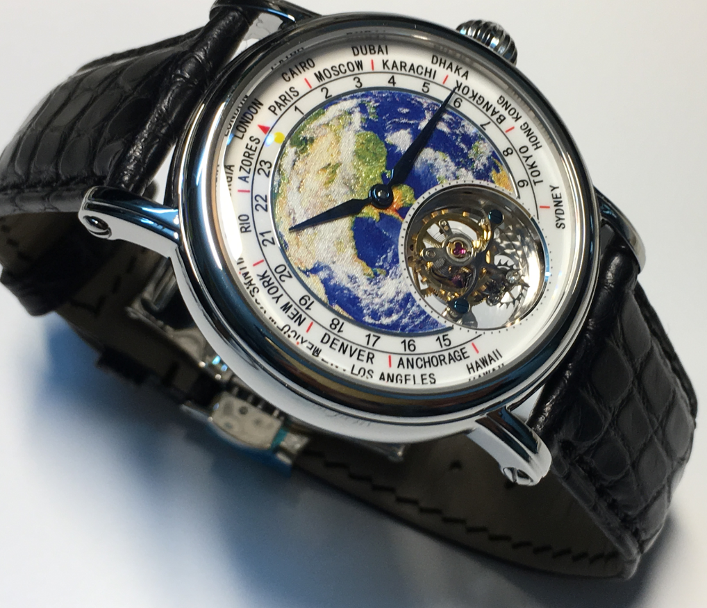 3D Globe Tourbillon Round Watch Fashion