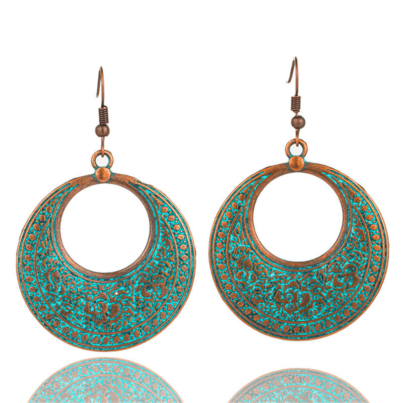 Bohemian round cutout earrings