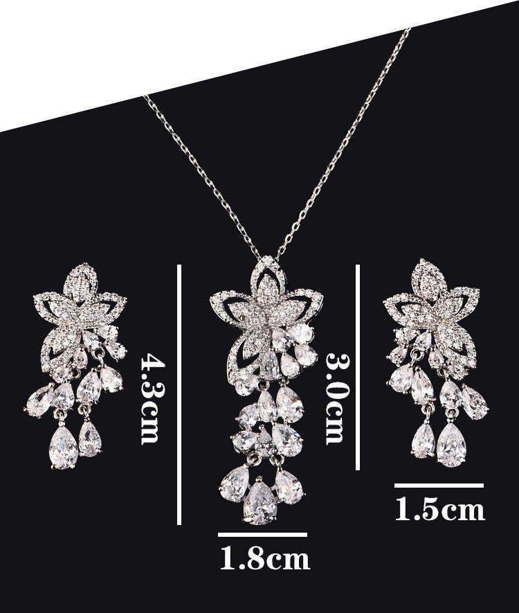 Korean Version Of Zircon Small Flower Water Drop Tassel Hypoallergenic Earrings Earrings Women