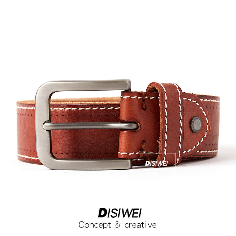 Washed leather belt