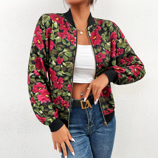 Women's Floral Cardigan Slim Fit Jacket Long Sleeve