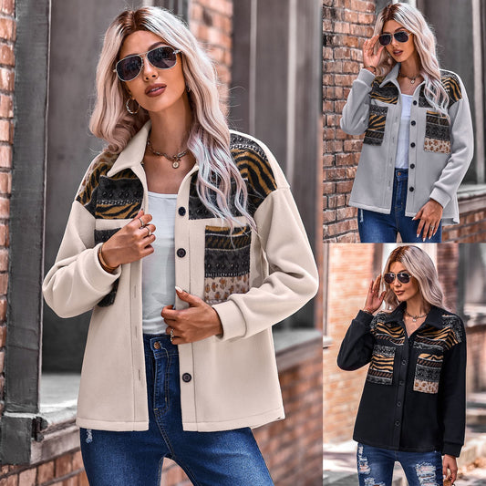 Top Women's Fashion Stitching Loose Coat