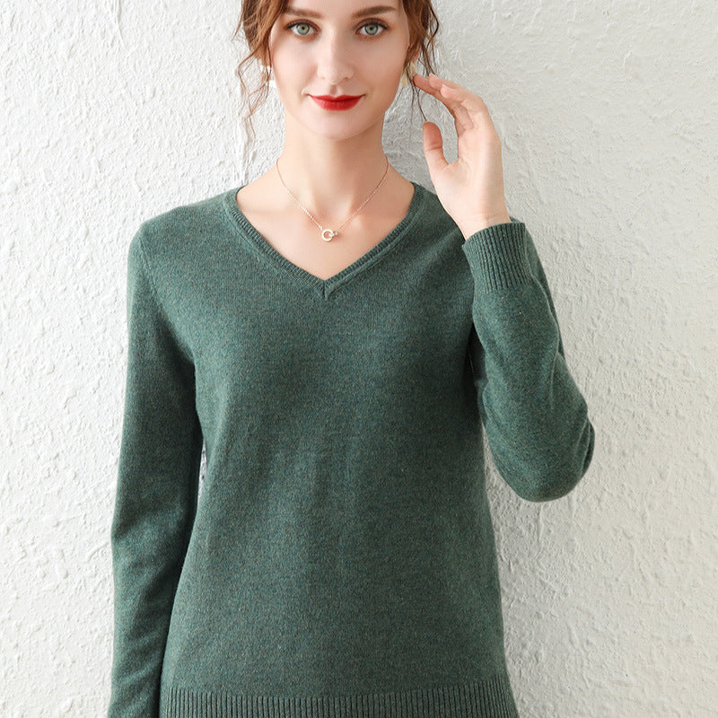 Loose Slimming Low-neck Knitted Bottoming Shirt