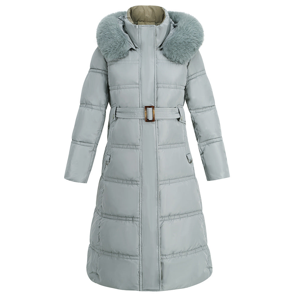 Women's Fur Collar Contrasting Slim Down Padded Jacket