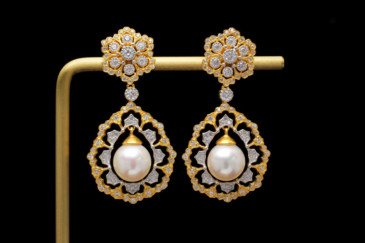 Light Luxury 925 Silver Gold Bead Earrings