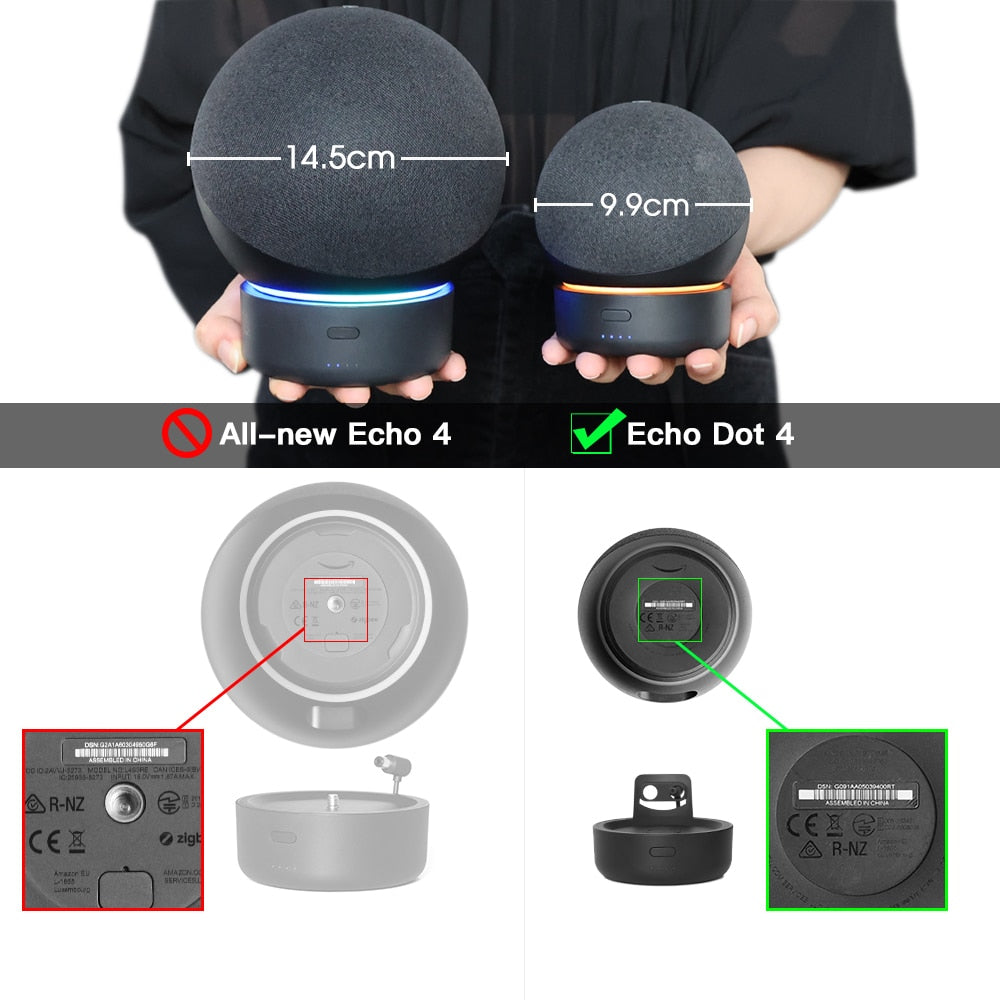 5200mAh Battery Base for Echo Dot 4 4th Gen Smart Alexa Speaker Portable Rechargable Battery Pack for Dot (4th gen) Stand Holder