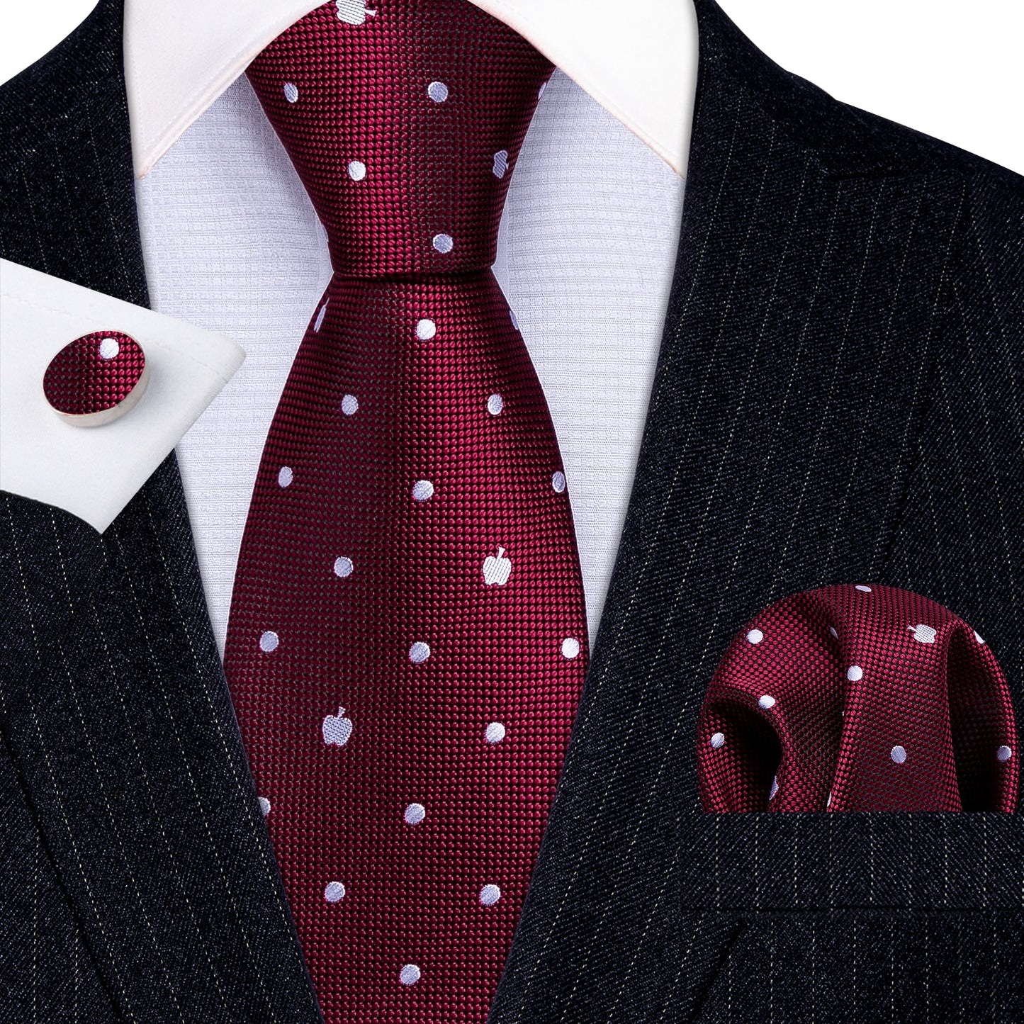 Fashion Designer Red Skull Men Tie Set 8.5cm Silk Handkerchief Ties for Men