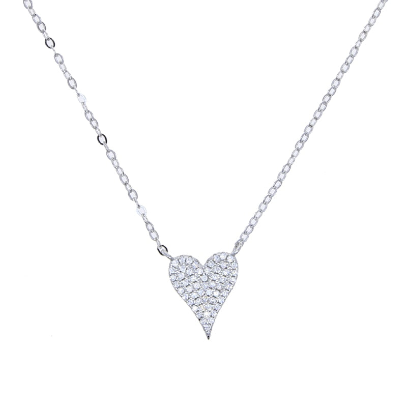 100% 925 sterling silver micro pave cz heart necklace shiny cubic zirconia valentines gift for lover elegance Romantic jewelry
