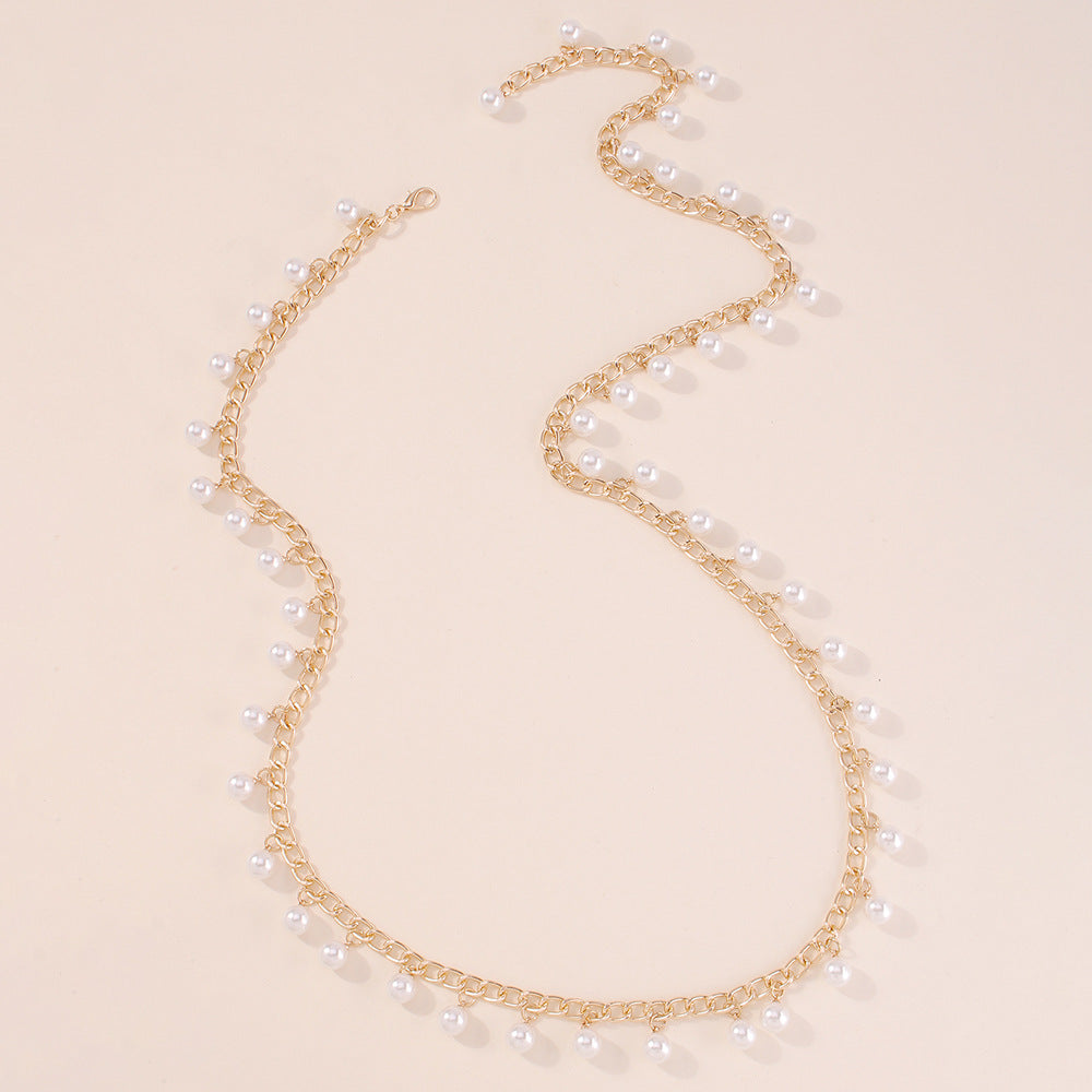 Metal Imitation Pearl Waist Chain Fashionable Simple Chain Waist
