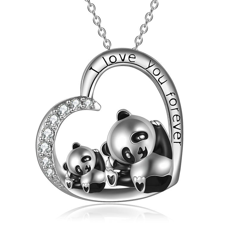 Panda Heart Necklace Jewelry Gifts for Women Sterling Silver