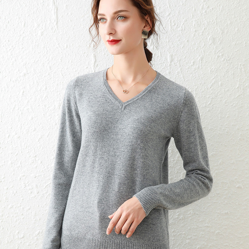 Loose Slimming Low-neck Knitted Bottoming Shirt