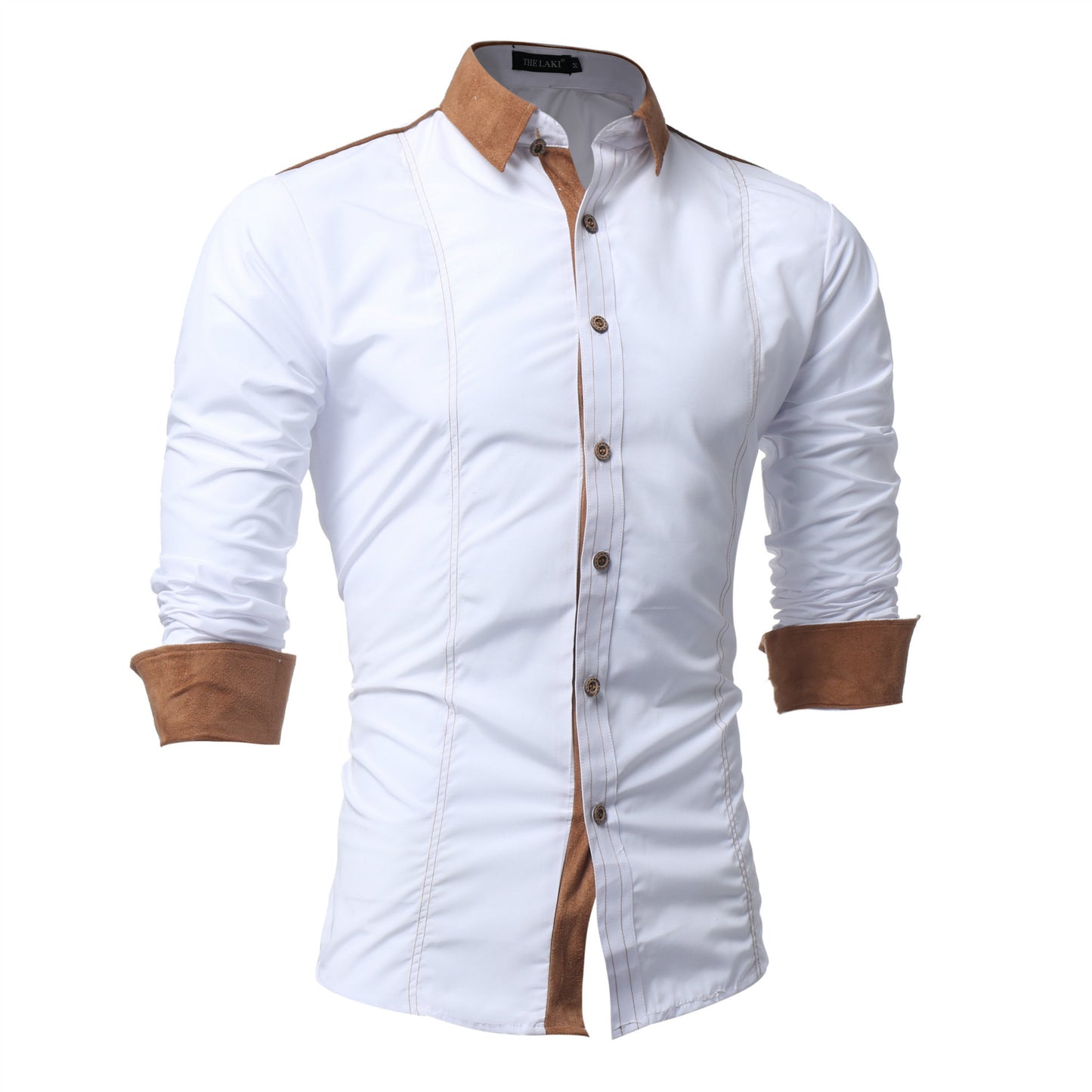 European And American Men's Long-sleeved Shirts Featuring Deerskin Collar Shirts