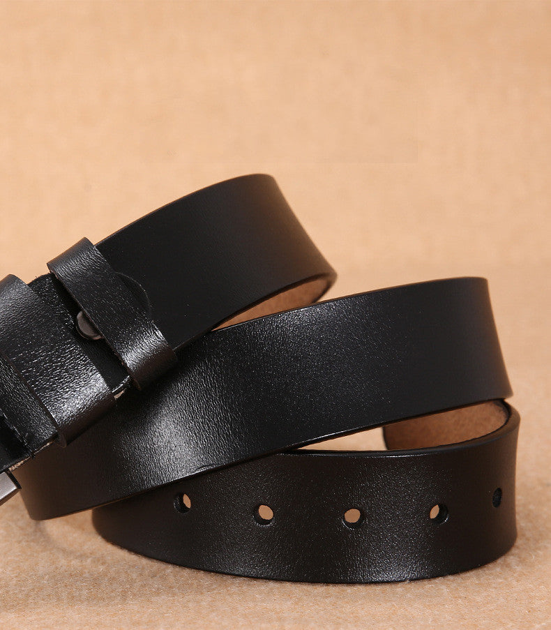 Men's Pin Buckle Belt Trend Casual Retro Lengthened Pure Cowhide