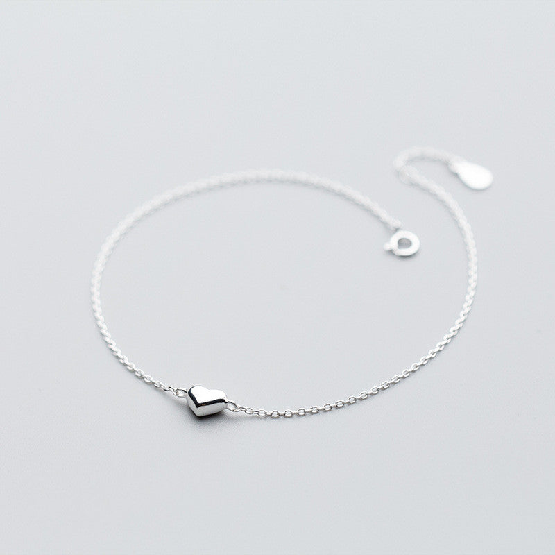 Silver Anklet Women's Heart-shaped Sweet Love Foot Jewelry