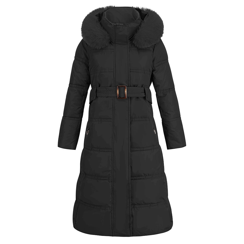 Women's Fur Collar Contrasting Slim Down Padded Jacket