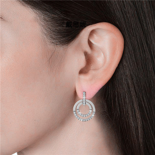 Ladies Simple Elegant Geometric Crystal Earrings