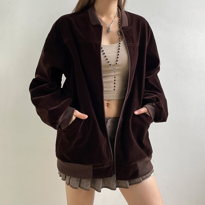 Women's Street Casual All Match Velvet Jacket