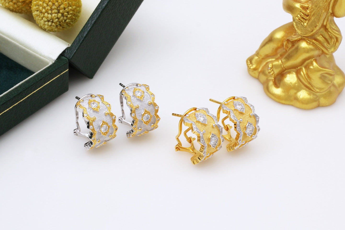 925 Silver Gilt Wavy Star Stud Earrings