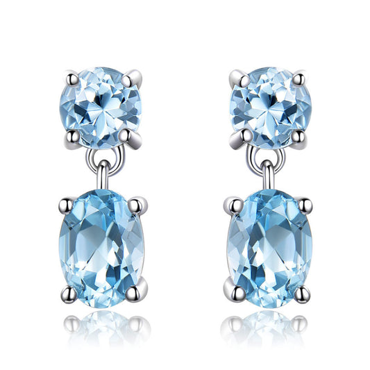 Female Sapphire Long Earrings Temperament Personality Earrings