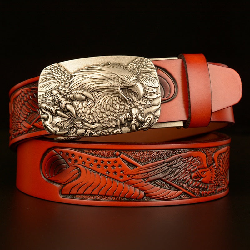 Fashion Temperament Eagle Head Automatic Buckle Men's Belt