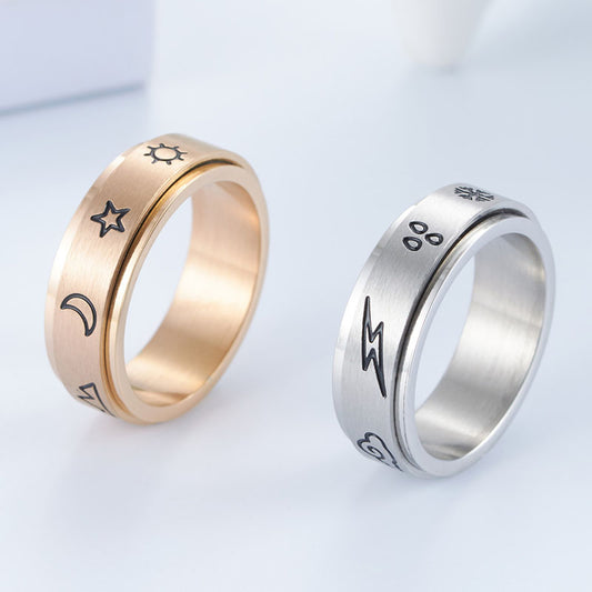 Titanium Steel Rotatable Rings Men's European And American Stainless Steel Couple