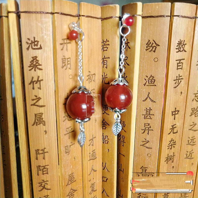 Red Agate Coral Bead Earrings Prince Yueshen