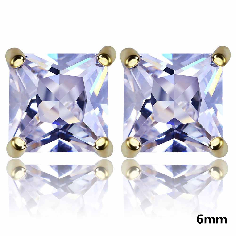 High Quality Square Zircon Magnet Stud Earrings Fashion