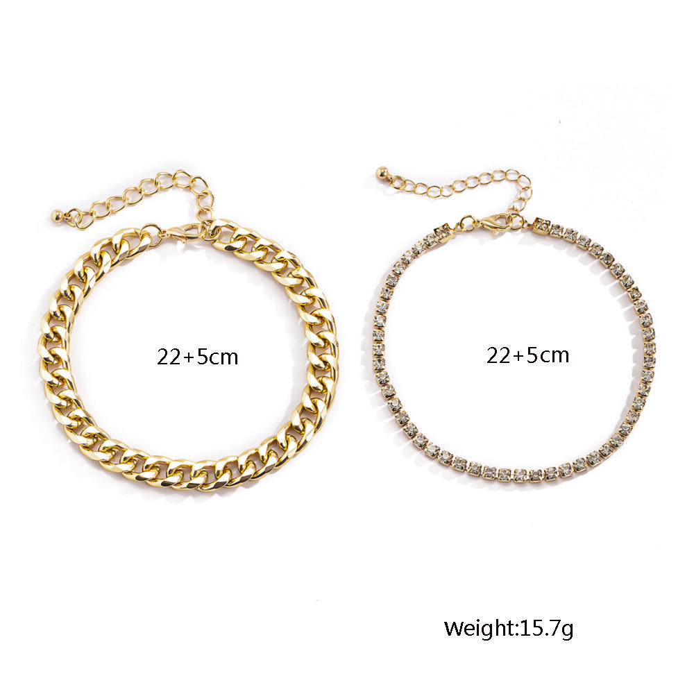 Personalized Exaggerated Claw Chain Drill Anklet Set