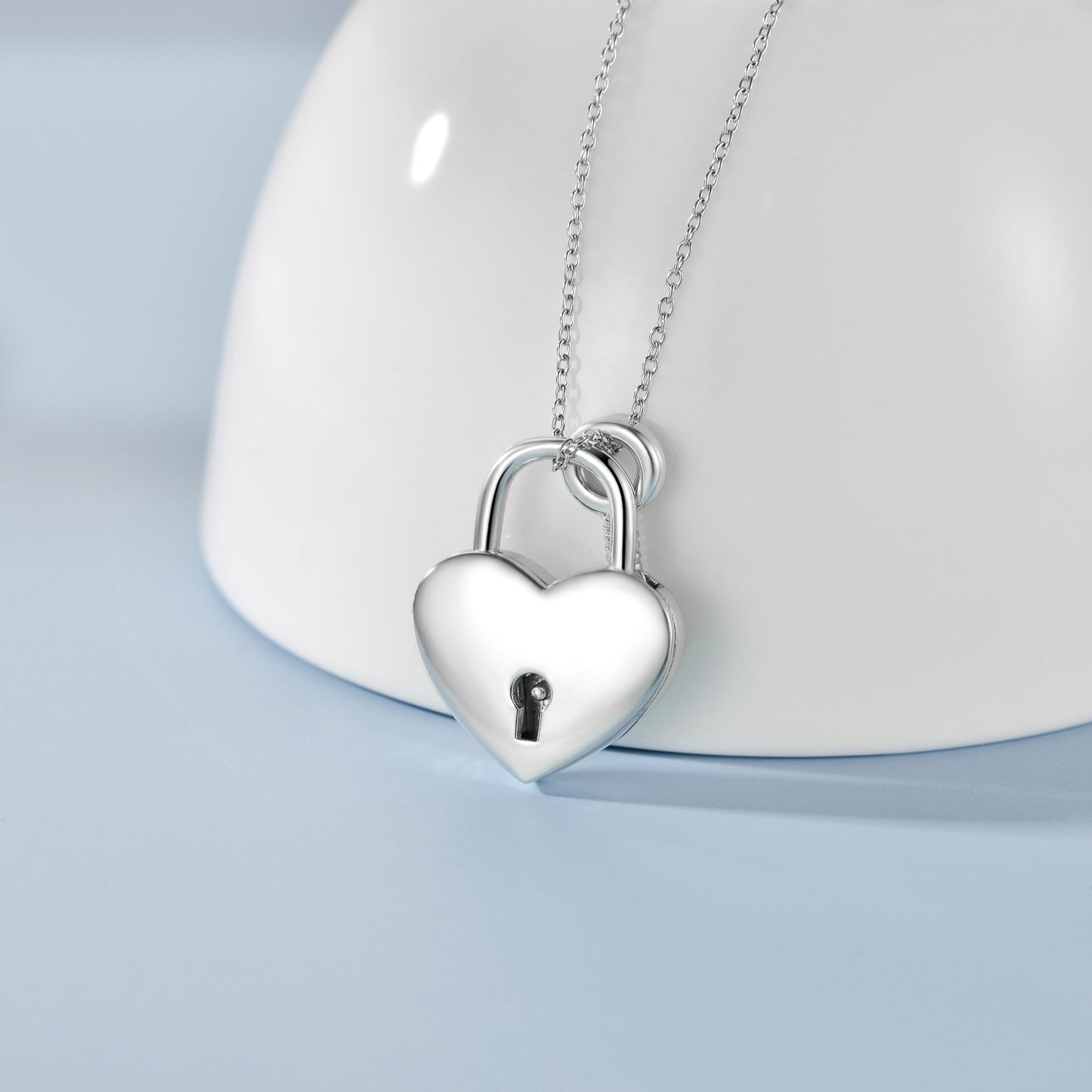 Heart Lock 925 Sterling Silver  Key Pendant Padlock Necklace For Womens Teens Lover Egirls