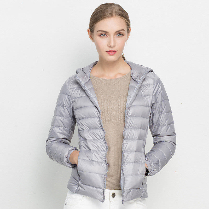 Lightweight Down Jacket Women Short Hooded Super Lightweight