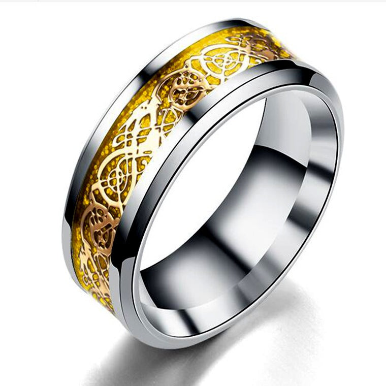 Dragon Pattern Rings Men Stainless Steel Ring