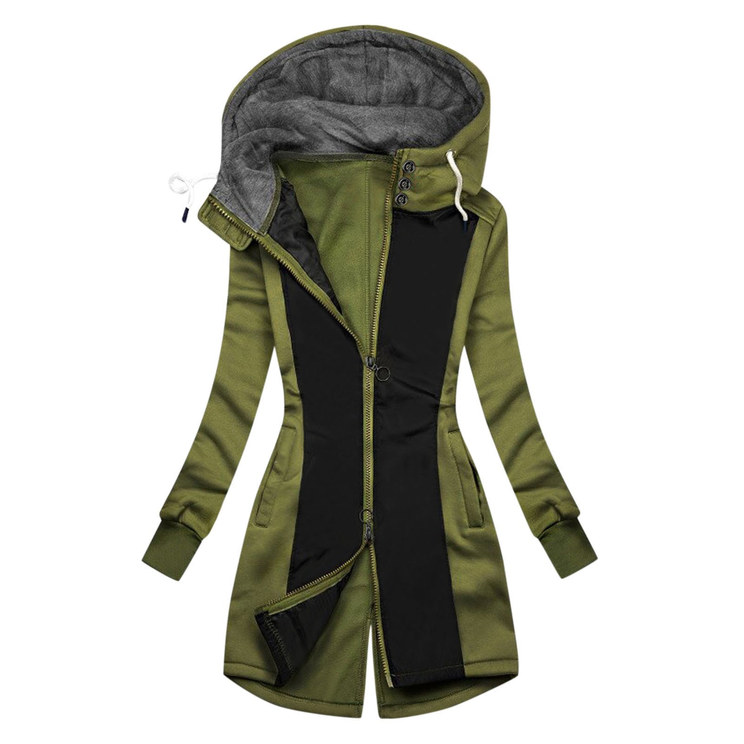 Ladies Hooded Ladies Sweatshirt Fleece Mid-length Jacket