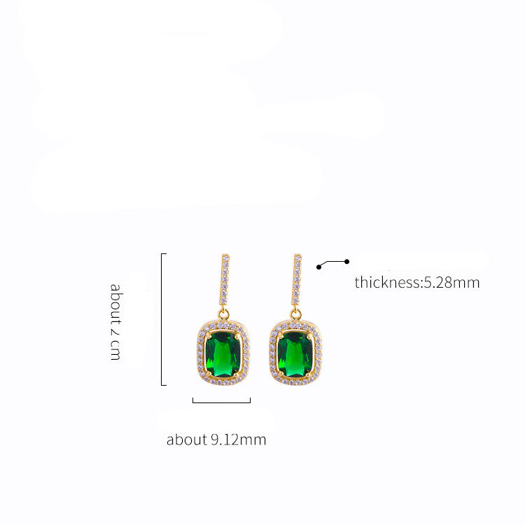 Sterling Silver Petite Emerald Earrings Female Net Red