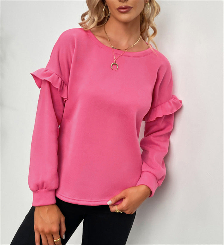 Solid Color Long-Sleeved Round Neck Loose Sweater