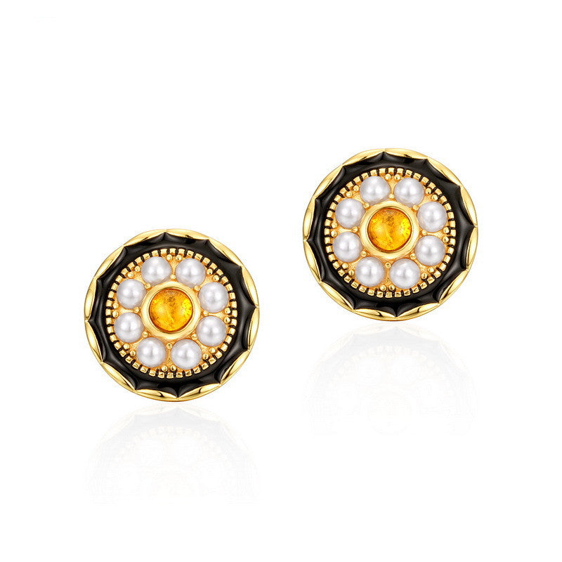 Natural Vintage Pearl Stud Earrings For Women