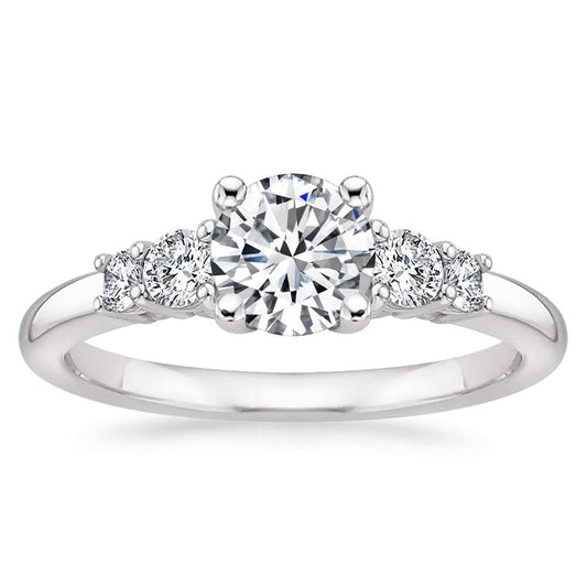 1.0 Carat Round Moissanite Engagement Rings in Sterling Silver