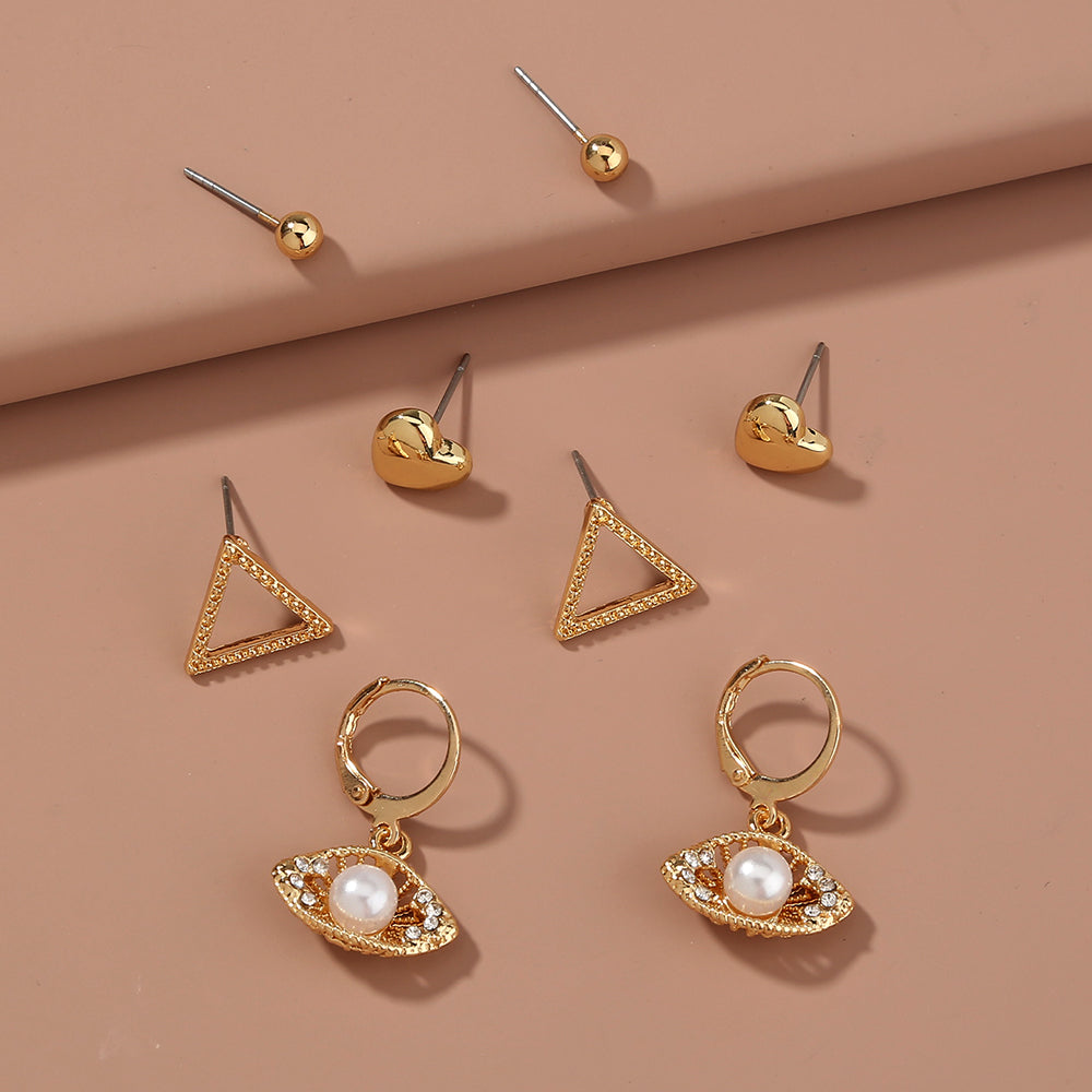 Set Irregular Metal Earrings Four-piece Set