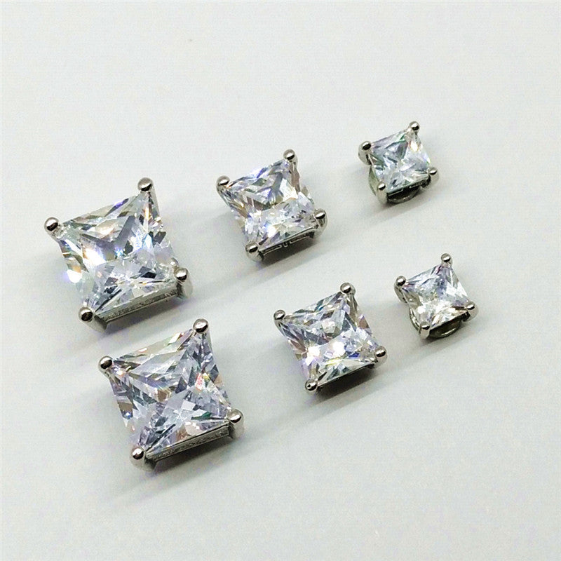 High Quality Square Zircon Magnet Stud Earrings Fashion