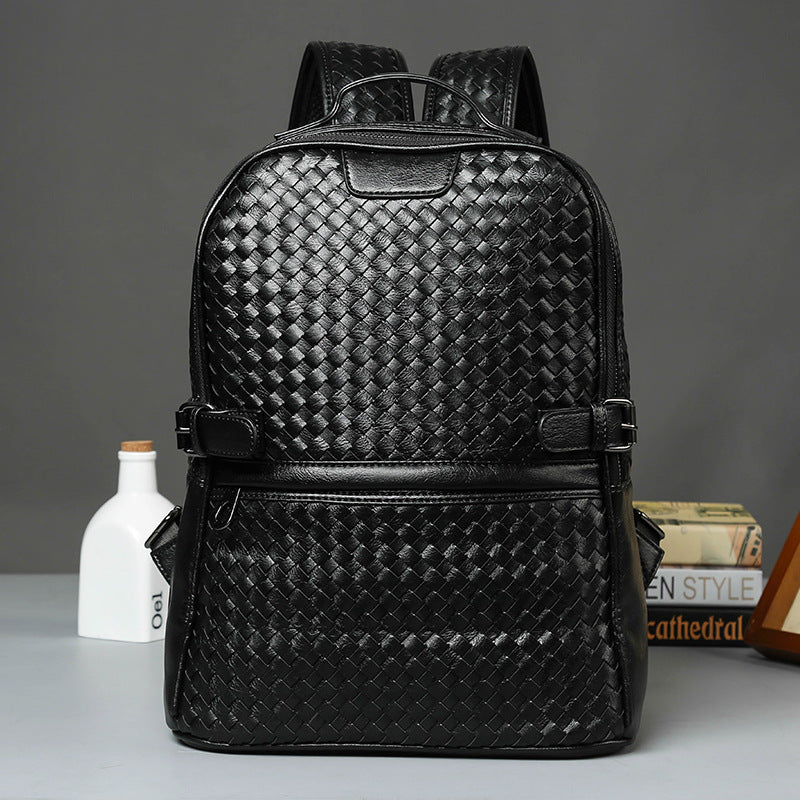 Fashion PU Woven Business Casual Backpack